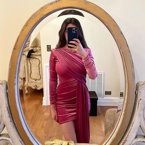 MICHAEL COSTELLO PINK VELVET DRESS